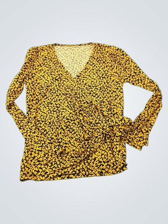 Gelbes und schwarzes Blumenmuster Wickeltop