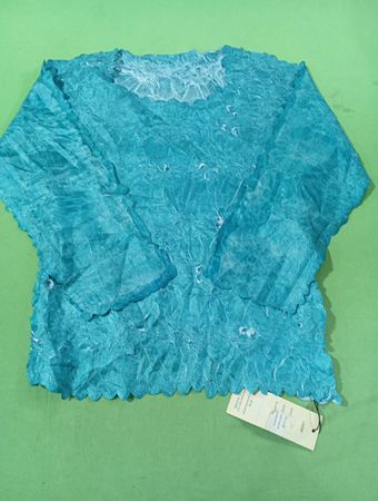 Teal Crinkle Langarmtop