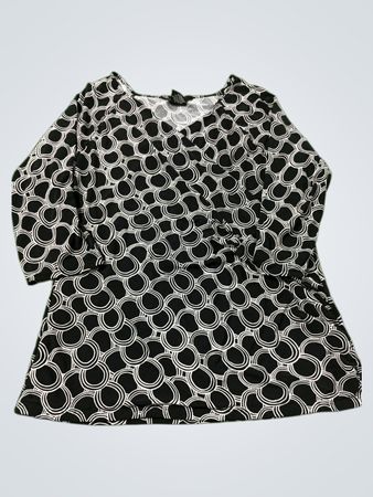 George Stretch Damen Schwarz-Weiße Geometrische Print Bluse