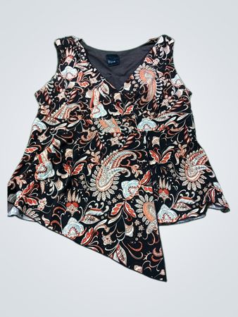 Schwarzes Paisley-Muster ärmelloses Top
