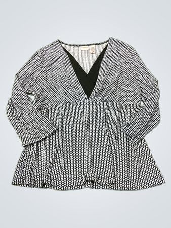 COVINGTON Damen Langarm V-Ausschnitt Bedruckte Bluse