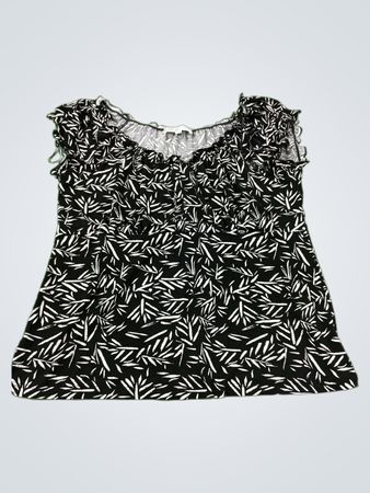 cleo peties schwarz-weißes Blattmuster Top