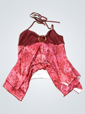 Frauen Pinke Blumenshirt mit Halsband