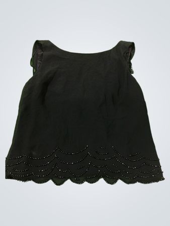 Schwarzes Perlenbesetztes Top mit gewelltem Saum
