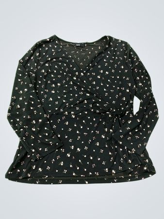 Muse Petite Schwarze Blumendruck Wickeloberteil