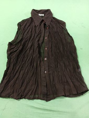 HONSIN Ärmeloses kragenloses Button-Up-Hemd