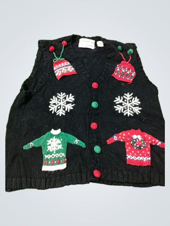 MARISA CHRISTINA THE CHRISTMAS COLLECTION 1998 Schwarze Weste mit Weihnachtsapplikationen