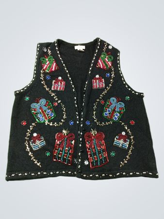 Yarnworks Schwarze Weihnachts-Geschenk Perlen-Pulloverweste