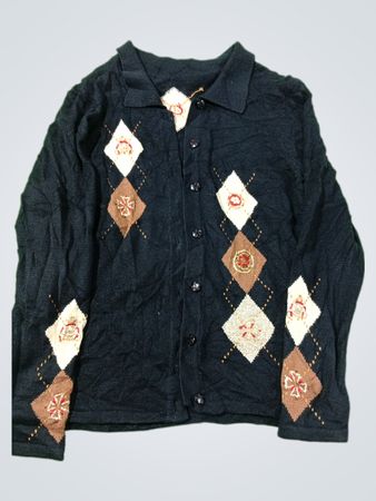 Schwarzer Rauten-Cardigan