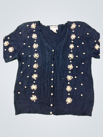 Marineblauer verzierter Cardigan