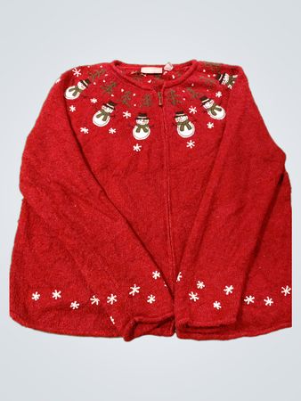 Croft & Barrow Damen roter Schneemann-Weihnachtspullover