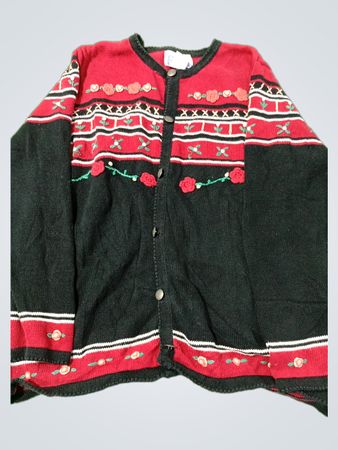 BFA CLASSICS Red Black Floral Cardigan