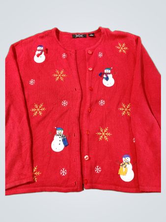 Roter Schneemann Schneeflocken-Cardigan