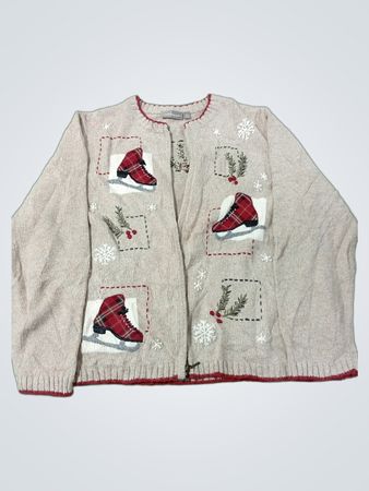 Croft & Barrow Damen Ugly-Christmas-Pullover Eislauf-Schuhe