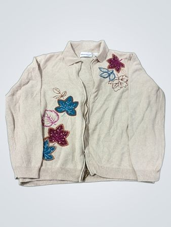 Alfred Dunner Bestickter Blatt-Cardigan