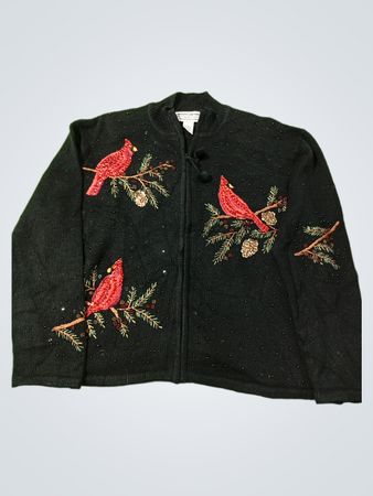 Heirloom Collectibles Christmas Collection 2004 schwarzer Cardigan mit Kardinälen