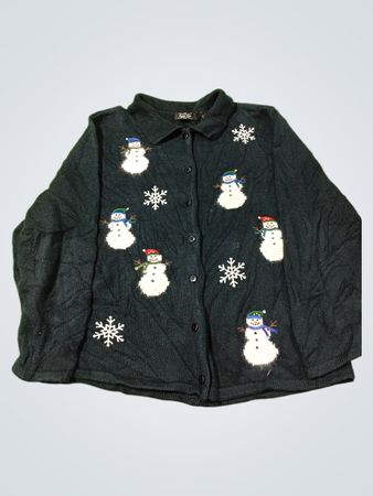 Crystal Kobe Damen Strickjacke mit Schneemann und Schneeflocken