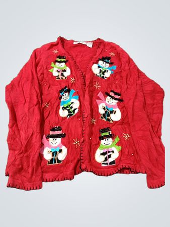 Victoria Jones Roter Schneemann-Cardigan