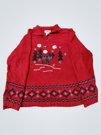 Timberlea Roter Elch und Bäume Pullover