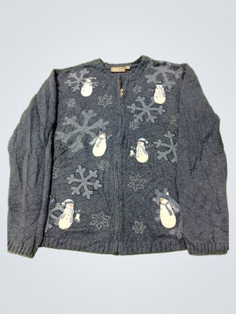 Croft & Barrow Blaue Schneemann- und Schneeflocken-Sweatjacke mit Reißverschluss