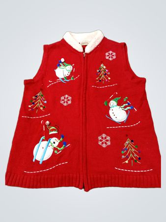 Classic Elements Roter Schneemann Ski Weihnachten Weste
