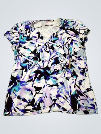 212 COLLECTION Damen Tunika-Oberteil mit abstraktem Print und V-Ausschnitt