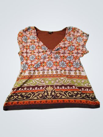 Nicole by Nicole Miller Women's bedrucktes V‑Ausschnitt Top