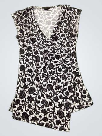Ann Taylor Black & White Floral Print Stricktop