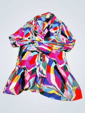 Ninety Clothing Co. Faltenrockiges abstraktes Print-Knopfleistenhemd