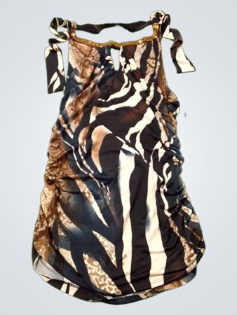VENUS Damen Animal-Print gerafftes Neckholder-Kleid