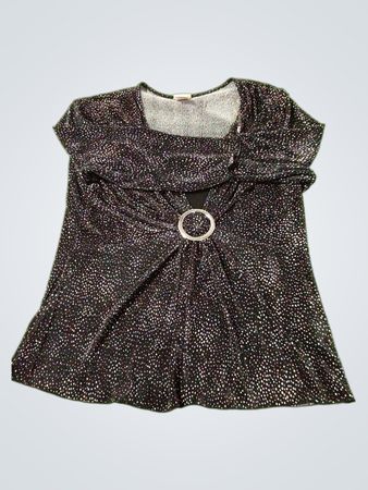 Covington Petite Damen Top in Schwarz mit Glitzermuster und Ringdetail