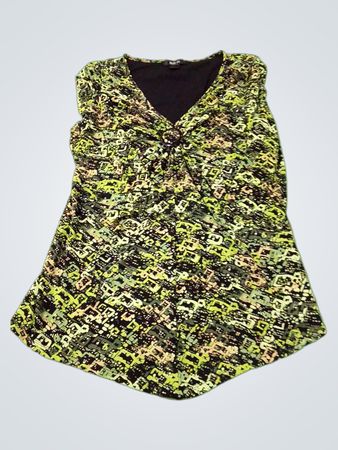 Style & Co. Damen Oberteil mit V-Ausschnitt, Knotenfront und Druckmuster