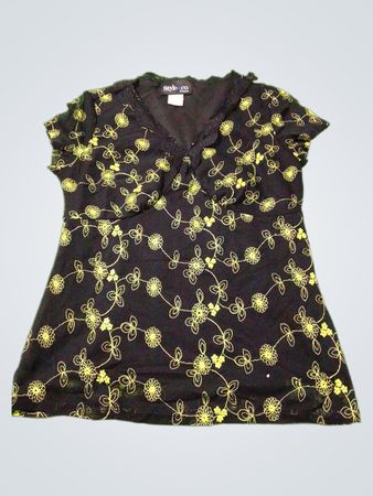 Style & Co. Petite Schwarzes besticktes Top