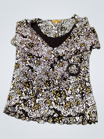 Notations Damen schwarze Bluse mit Blumenmuster und Stufenaufbau
