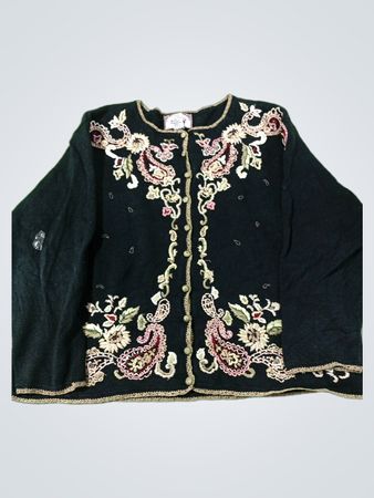 Tiara Women Schwarze Bestickte Strickjacke