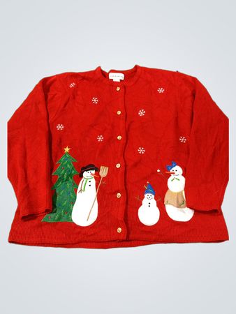 Croft & Barrow Roter Schneemann Weihnachtsbaum Hässlicher Pullover