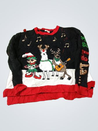 It's Our Time Christmas Pullover mit Elfen und Rentieren