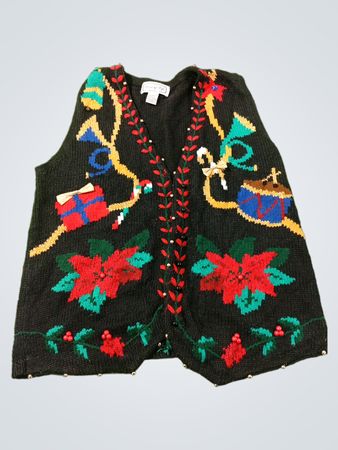 Spice of Life Christmas Weihnachtsstern- und Geschenk-Muster Weste