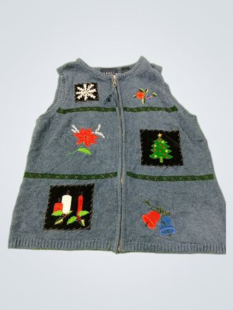 Crazy Horse Blue Strick-Weihnachtsweste mit Applikationen