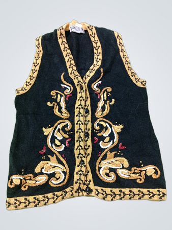 Gina Peters Schwarze Bestickte Strickweste