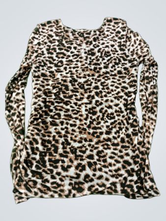 Gerüschtes Langarm-Top mit Leopardenmuster