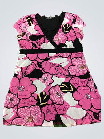 INC International Concepts Women's Pink Floral Print V-Neck Top