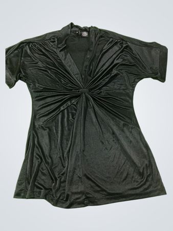 MIXIT Black gedrehtes Front-Kurzarm-Oberteil