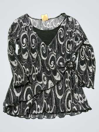 NOTATIONS Damen Langarmshirt mit schwarz-weißem Wirbelmuster