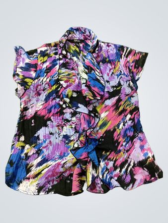 Style & Co Petite Damen Bluse mit abstraktem Print und Rüschen