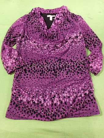 DANA BUCHMAN Women's gerafftes bedrucktes Cowl-Neck-Tunika-Oberteil