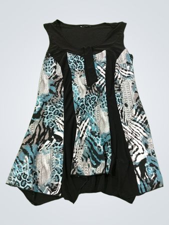 Ärmelloses Tunika-Oberteil mit Einsätzen im Animal-Print