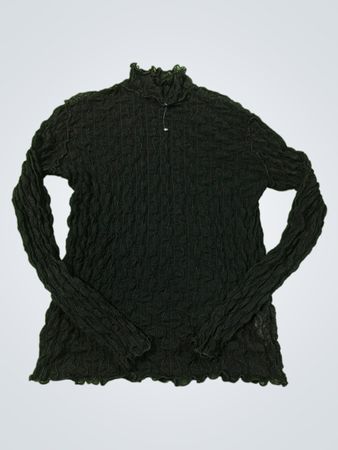 Schwarzes, strukturiertes Longsleeve mit Mockneck