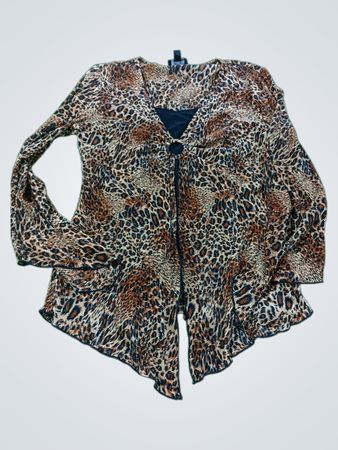 Brittany schwarzes Leo-Print-Top
