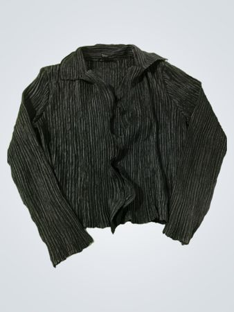Caelian Black plissiertes Hemd mit Knopfleiste und Kragen